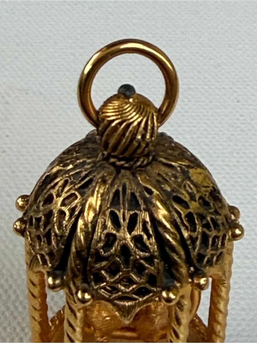 Vtg 60s Parfums Corday Birdcage Love Birds Solid Perfume Compact Pendant